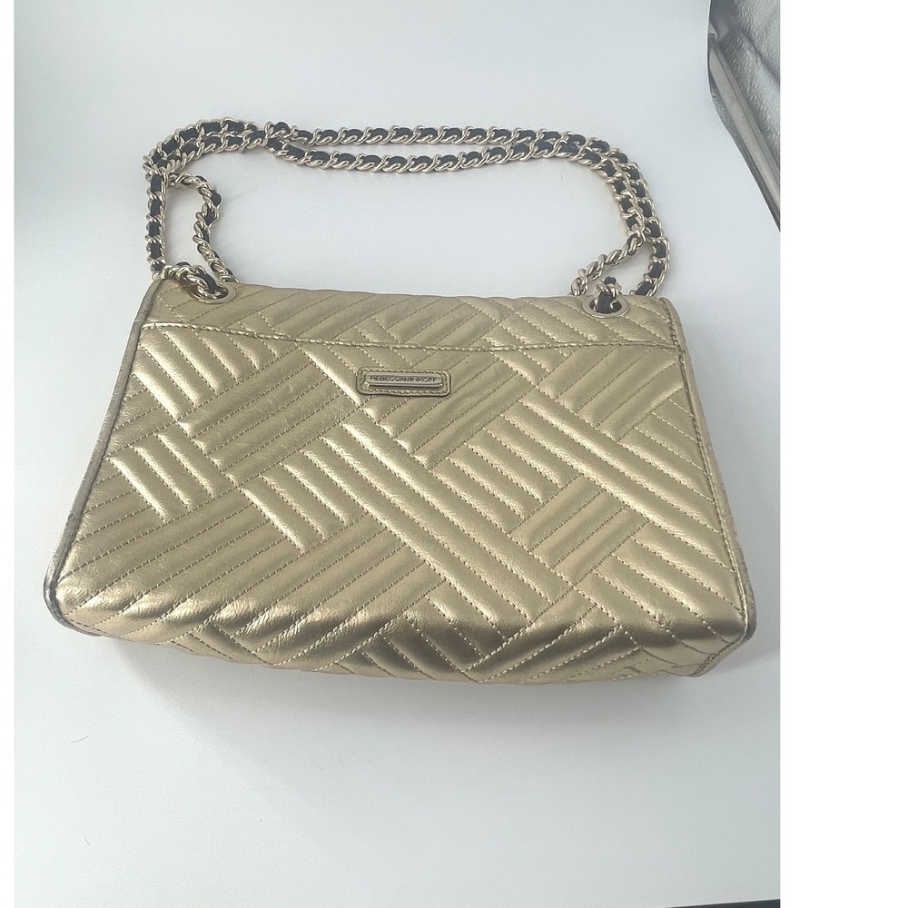 Rebecca Minkoff Large Affair Gold Metallic Leather Shoulder Crossbody Bag - Picture 3 of 6